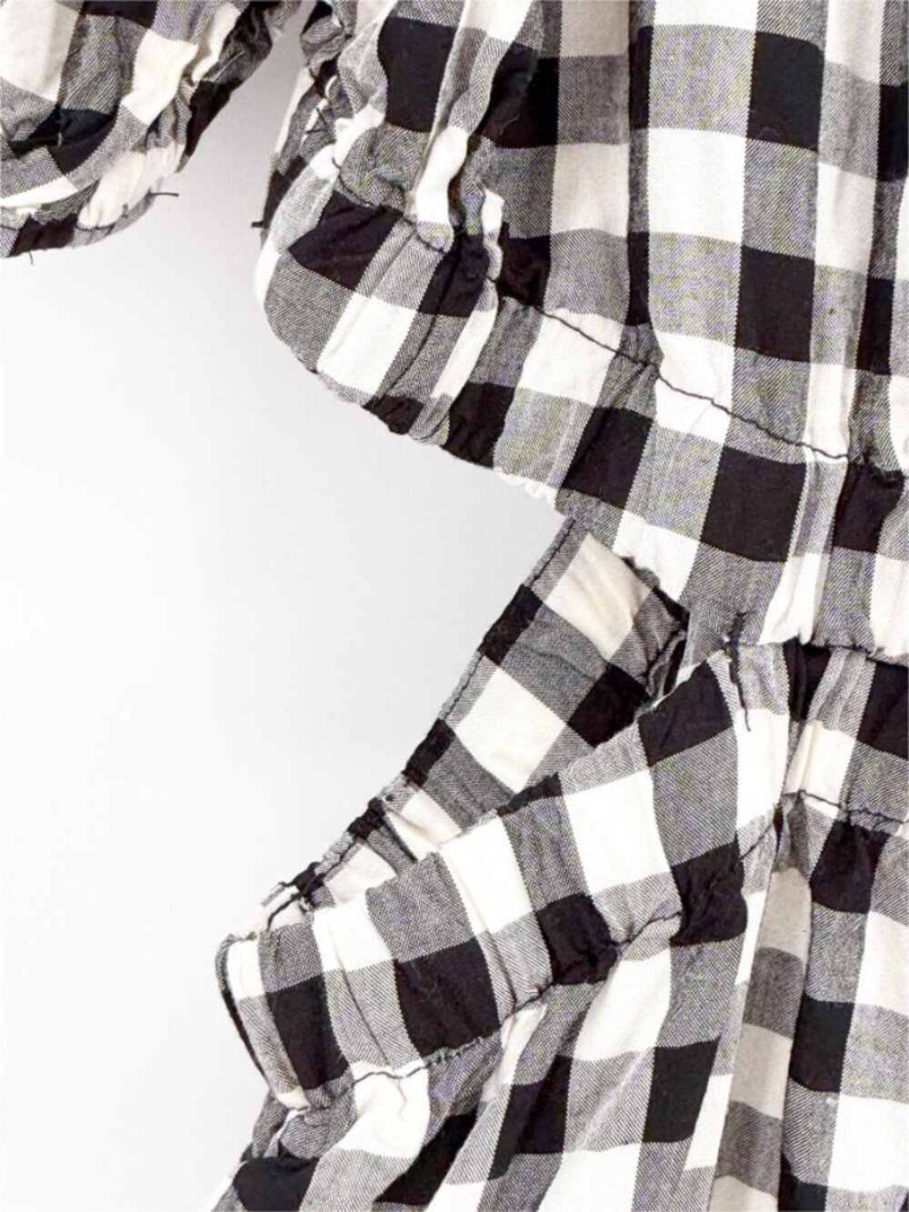 The Drop Anaya Square Neck puff sleeve Black White Gingham sundress Maxi Dress M - Picture 4 of 13